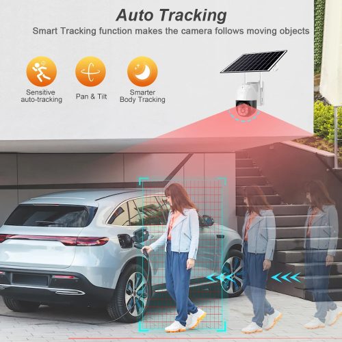 V380 PRO 3.0MP WIFI Napelemes PTZ biztonsági kamera kültéri automatikus nyomkövető 