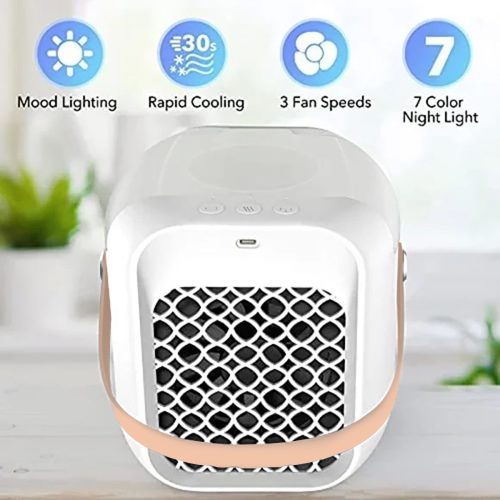 Akkumulátoros Mini hordozható vízhűtés ventilátor, párásító, rozsaszín 