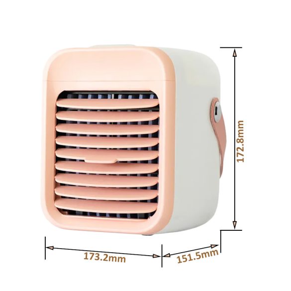 Akkumulátoros Mini hordozható vízhűtés ventilátor, párásító, rozsaszín 