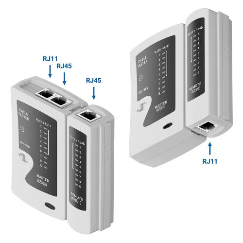 Logilink WZ0010 kábeltesztelő távegységgel RJ11-hez. RJ12 és RJ45