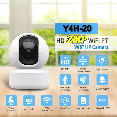 2MP beltéri VEZETÉK NÉLKÜLI, emberi alak automatikus követés, WIFI-s IP KAMERA, ONVIF