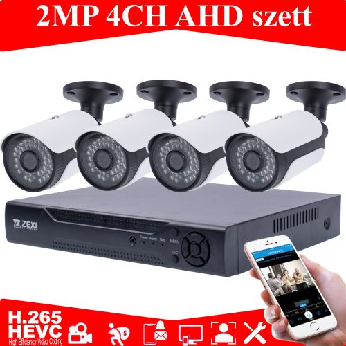 ZEXI 4 KAMERÁS 2MP 2.8mm AHD BIZTONSÁGI KAMERA RENDSZER
