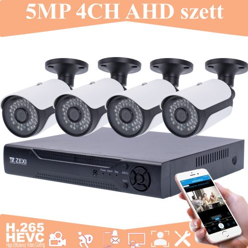 ZEXI 4 KAMERÁS 5MP 2.8mm/6mm AHD BIZTONSÁGI KAMERA RENDSZER