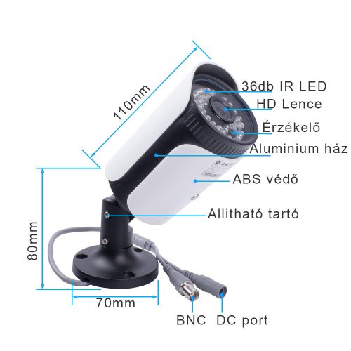  ZEXI 4 KAMERÁS 5MP 2.8mm/6mm AHD BIZTONSÁGI KAMERA RENDSZER