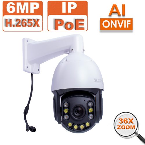 PTZ AI Super Speed Dome 36x-os Zoom, 6Mp, IP, POE, Hibrid Infrával, IR+Fehér lámpa