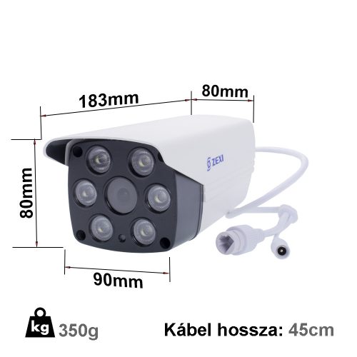 5MP, 3.6mm, AI, IP, POE, hibrid IR +fehér fényű LED, ONVIF, kültéri/beltéri biztonsági kamera