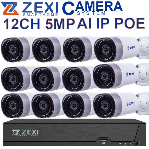 12 CH 5MP IP POE biztonsági kamera szett 
