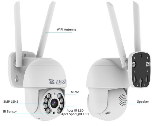 4 forgatható 3MP vezeték nélküli WIFI megfigyelő kamera készlet 