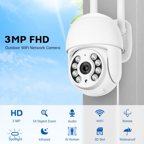 4 forgatható 3MP vezeték nélküli WIFI megfigyelő kamera készlet 