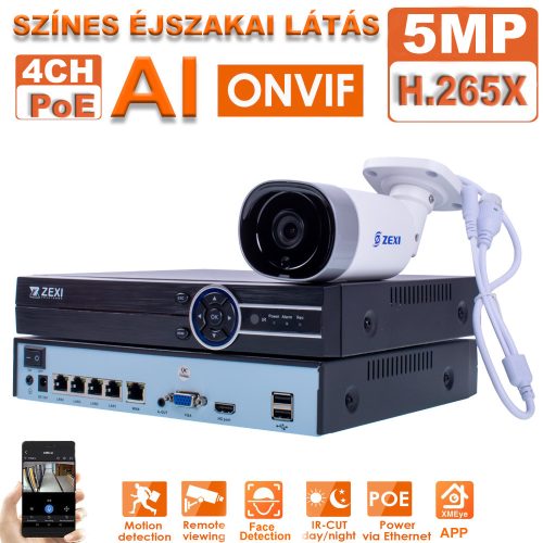 1 kamerás 5MP IP POE biztonsági rendszer 