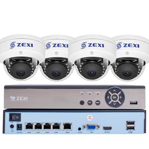 4 DOME 3,6mm kamerás 5MP IP POE biztonsági rendszer 