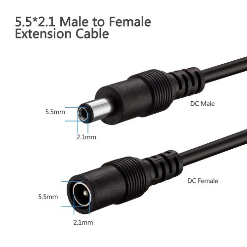 3m-es DC hosszabbítókábel kamerákhoz, dugó-aljzat 5.5 * 2.1MM fekete szín