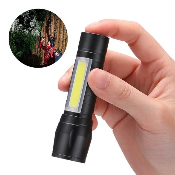 XPE COB LED 3 módú mini zseblámpa USB újratölthető taktikai zseblámpa zoom lámpa