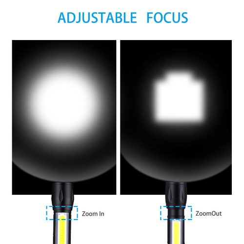 Mini zseblámpa USB újratölthető taktikai zseblámpa zoom lámpa, XPE COB LED 3 világítási mód