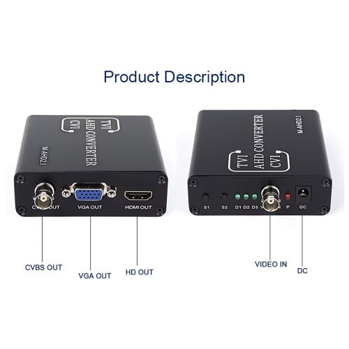 AHD Converter M-AHD2.1 bemenet – Videójel-átalakító VGA / HDMI / CVBS kimenet, 1080P / 720P