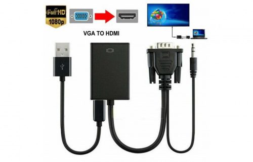 VGA- HDMI videó audio adapter átalakító FULL HD 1080P