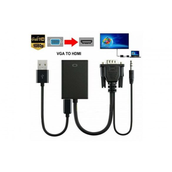 VGA- HDMI kimenet 1080P HD + Audio AV HDTV videokábel-átalakító adapterről 