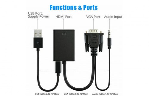 VGA- HDMI videó audio adapter átalakító FULL HD 1080P