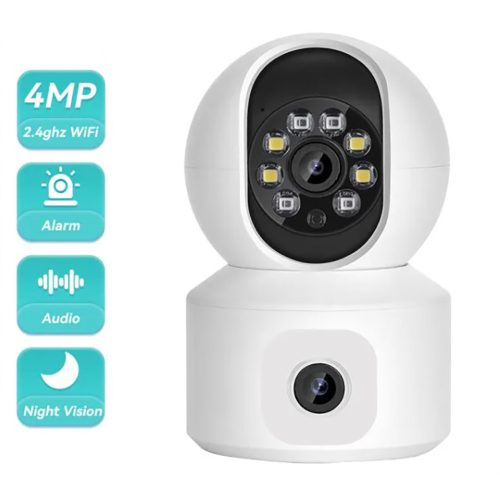4MP dupla lencsés WiFi kamera dupla képernyős babamonitor automatikus követés AI emberi észlelés beltéri otthoni CCTV biztonsági kamera