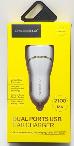 Autós USB töltő, DUAL USB 2000 mA,