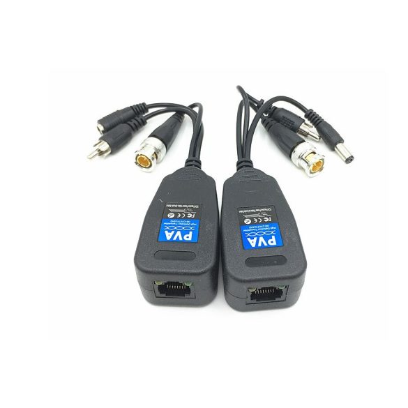 Passzív videó-audió-tápellátás Balun BNC - RJ45 hálózati átalakító Cat5e / Cat6 adapter AHD / TVI / CVI / CVBS Full HD biztonsági megfigyelő kamerarendszerekhez