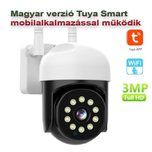 3 MP kültéri Wifi IP Tuya intelligens kamera automatikus nyomkövető vezeték nélküli PTZ 