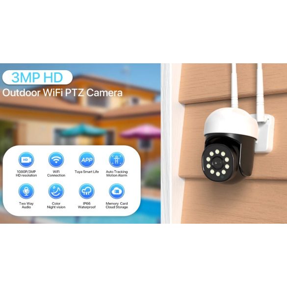 3 MP kültéri Wifi IP kamera Tuya intelligens kamera automatikus nyomkövető vezeték nélküli PTZ kamera